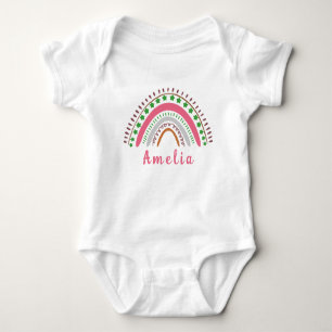 Body Para Bebé Nombre personalizado con arcoiris de Boho capricho