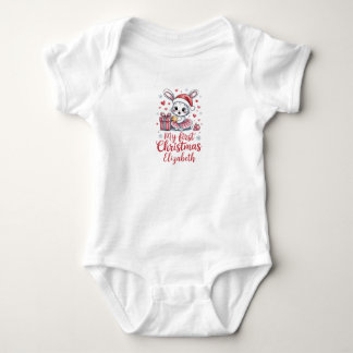 Body Para Bebé Nombre Personalizado Conejito de Navidad Primer Cu
