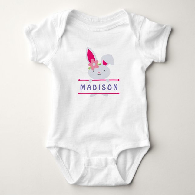 Body Para Bebé Nombre personalizado de conejito de Pascua (Anverso)
