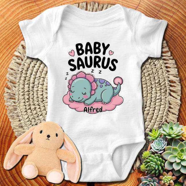 Body Para Bebé Nombre personalizado de dinosaurio Babysaurus pers (Subido por el creador)