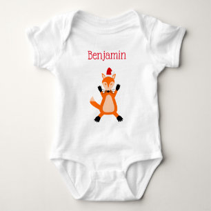 Body Para Bebé Nombre personalizado de Fox Navidades de corte