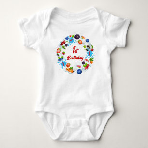Body Para Bebé Nombre personalizado de fresa 1º cumpleaños