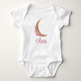 Body Para Bebé Nombre personalizado de la luna floral dorada