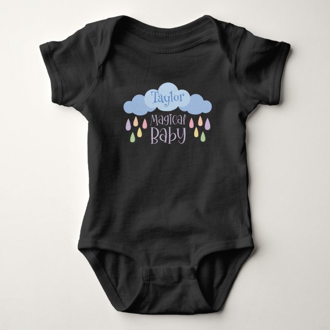 Body Para Bebé Nombre personalizado de la nube mágica para bebé p (Anverso)