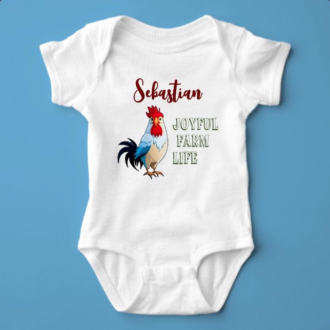 Body Para Bebé Nombre personalizado de la vida útil de la granja (Joyful Farm Life)
