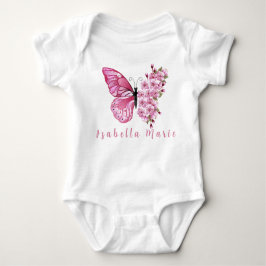 Body Para Bebé Nombre personalizado de mariposa rosa Cute Morden