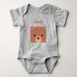 Body Para Bebé Nombre personalizado de oso marrón cuerdo | Traje 