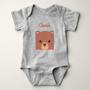 Body Para Bebé Nombre personalizado de oso marrón cuerdo   Traje 