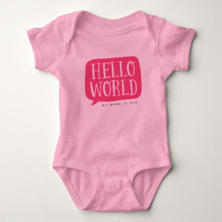 Body Para Bebé Nombre personalizado de Pink Hello World