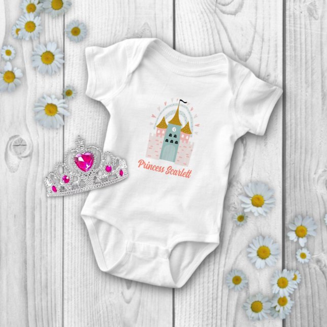Body Para Bebé Nombre personalizado del castillo de princesas mág (Subido por el creador)