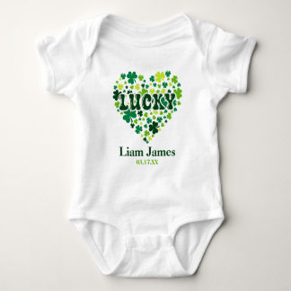 Body Para Bebé Nombre personalizado del corazón afortunado del cu