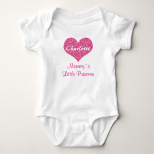 Body Para Bebé Nombre personalizado del corazón rosado de la pequ