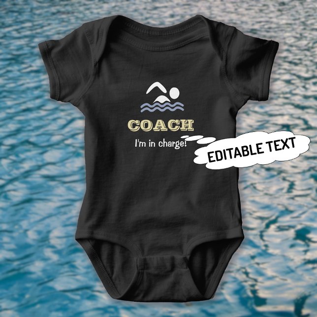 Body Para Bebé Nombre personalizado del entrenador de natación di (Subido por el creador)