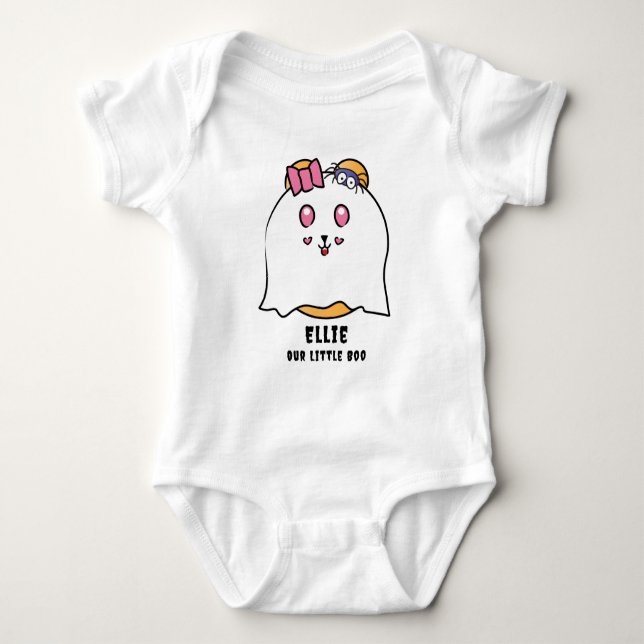 Body Para Bebé Nombre personalizado del fantasma del pequeño Chic (Anverso)