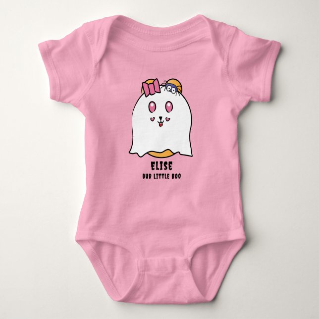 Body Para Bebé Nombre personalizado del fantasma del pequeño Chic (Anverso)