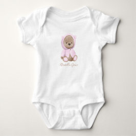 Body Para Bebé Nombre personalizado del oso de peluche rosa neutr