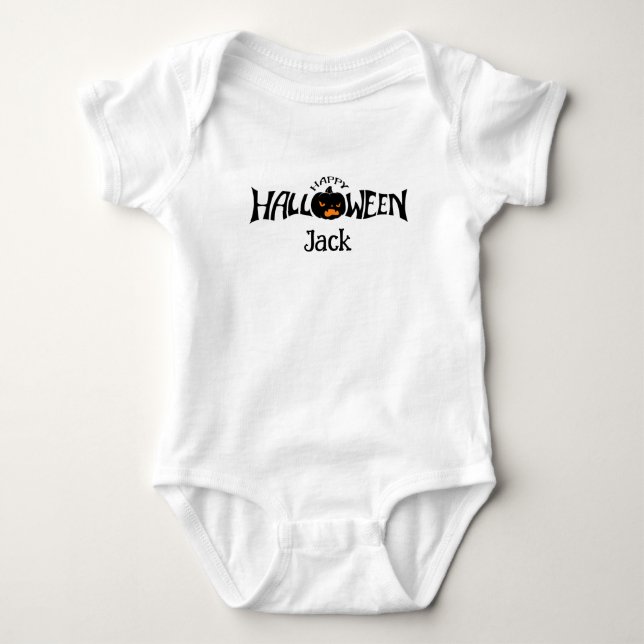 Body Para Bebé nombre personalizado feliz Halloween  (Anverso)
