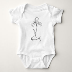 Body Para Bebé Nombre personalizado Flor de nacimiento de febrero