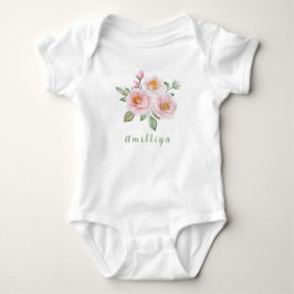 Body Para Bebé Nombre Personalizado Flor Rosa Cute Morden 