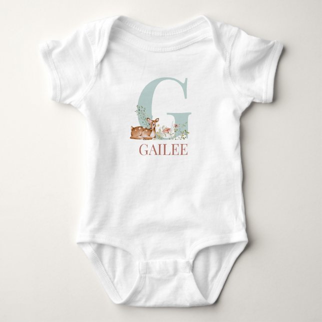 Body Para Bebé Nombre personalizado Letra inicial G Baby Bodysuit (Anverso)