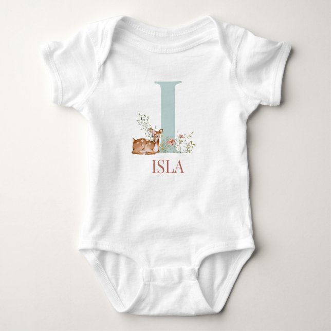 Body Para Bebé Nombre Personalizado Letra Inicial I Baby Bodysuit (Anverso)