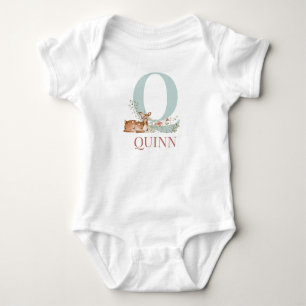 Body Para Bebé Nombre personalizado Letra inicial Q Baby Bodysuit