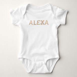 Body Para Bebé Nombre personalizado letras florales bebé