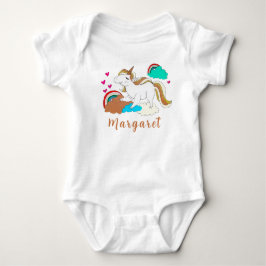 Body Para Bebé Nombre Personalizado Lindo De Unicornio Y Arcoíris