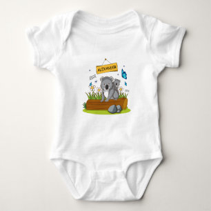 Body Para Bebé Nombre personalizado lindo Koala y jardín de marip