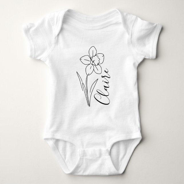 Body Para Bebé Nombre personalizado Marzo daffodil Flor de nacimi (Anverso)