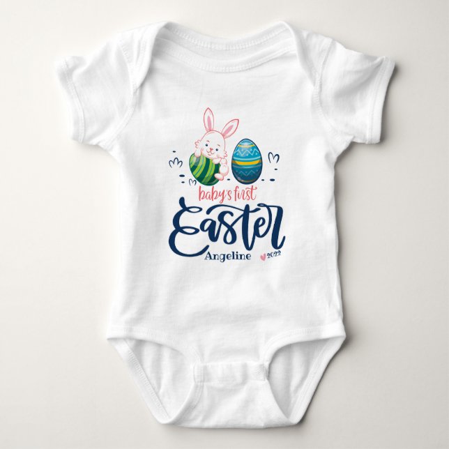 Body Para Bebé Nombre personalizado para bebé de Pascua (Anverso)