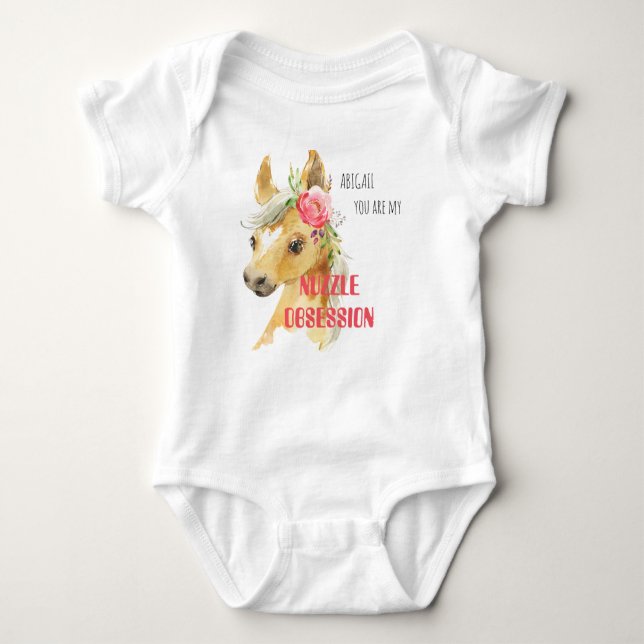 Body Para Bebé Nombre personalizado Pony Rosa: Mi obsesión de la  (Anverso)