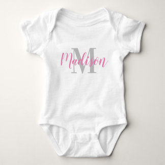 Body Para Bebé Nombre rosa personalizado y camiseta inicial para