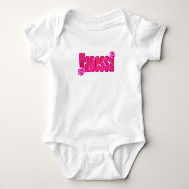 Body Para Bebé Nombre rosa Vanessa, (Anverso)