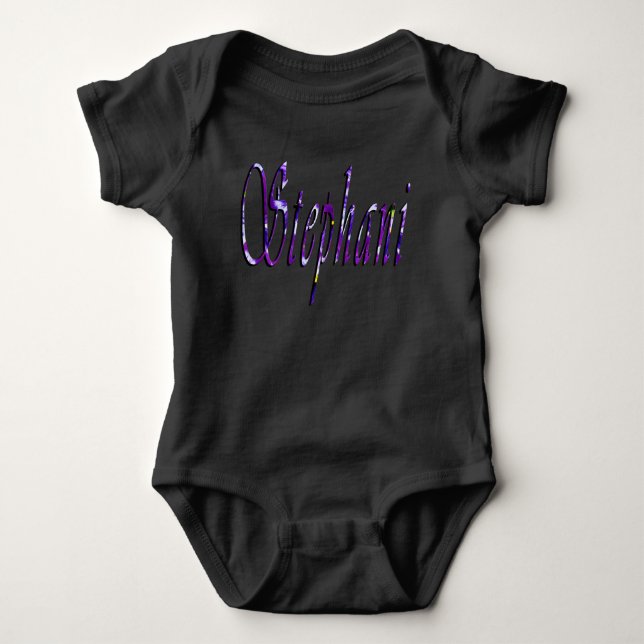 Body Para Bebé Nombre Stephani Floral Púrpura, (Anverso)