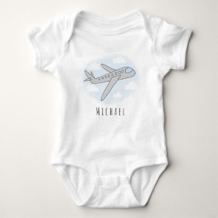 Body Para Bebé Nombre y diseño del transporte aéreo azul del niño