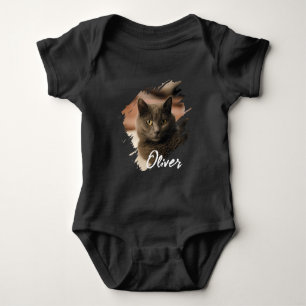 Body Para Bebé Nombre y foto personalizados modernos y sencillos 