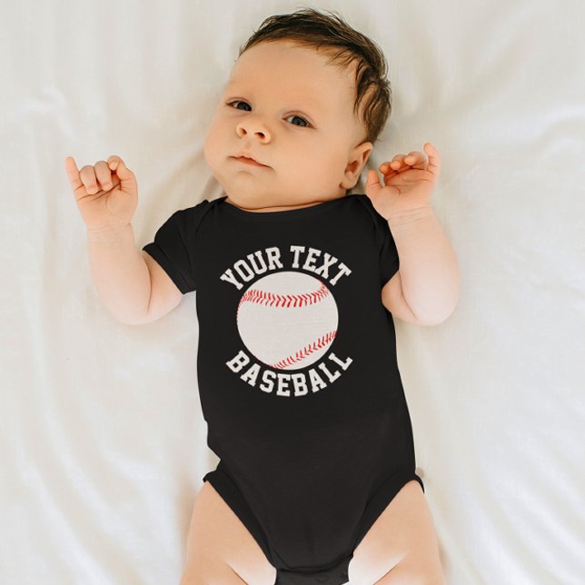 Body Para Bebé Nombre y número del equipo de bebeisbol, nombre y  (Baseball baby bodysuit with custom team name or text)