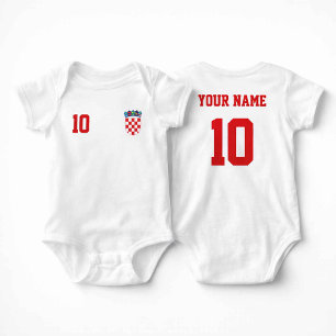 Body Para Bebé Nombre y número personalizados de fútbol de Croaci