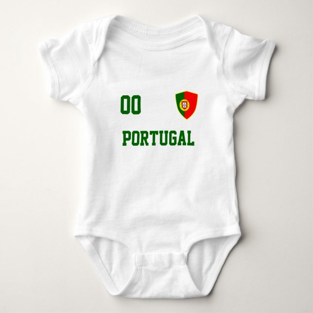 Body Para Bebé Nombre y número personalizados de Portugal (Anverso)