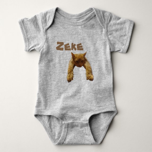 Body Para Bebé Nombre Zeke con divertida camiseta de gato perezos (Anverso)