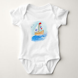 Body Para Bebé Nombro de arte de barco de vela en camiseta de vel