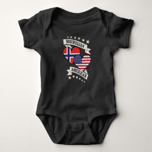 Body Para Bebé Noruego Norteamericano Heart Flags Noruega America