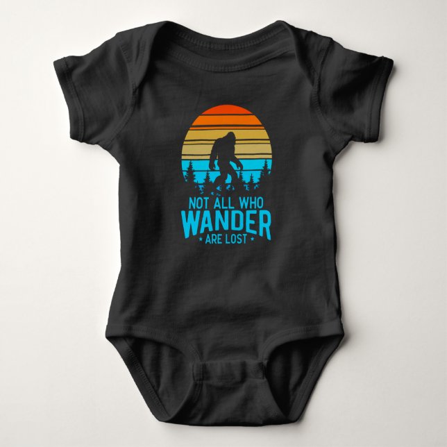 Body Para Bebé Not All Who Wander are Lost | Bigfoot Retro Design (Anverso)