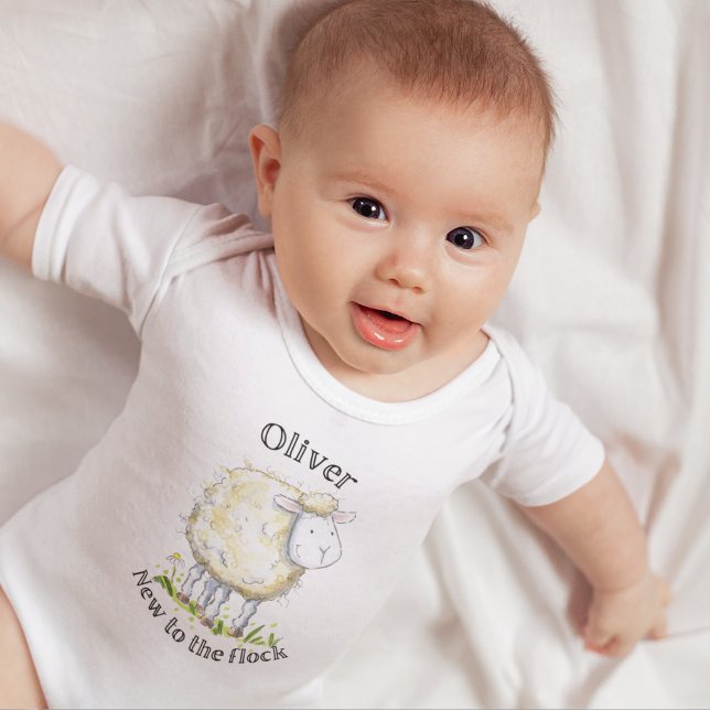 Body Para Bebé Novedad para la oveja de rebaño Babygro Baby Bodys (Baby wearing new to the flock baby bodysuit)