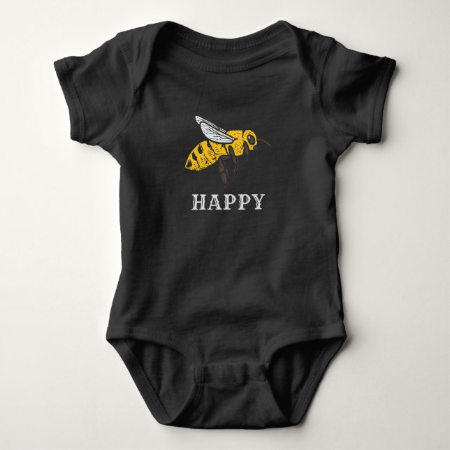 Body Para Bebé Novedad Personalizado Cute Bee Happy (Anverso)