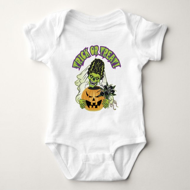 Body Para Bebé Novia de Frankenstein Skull (Anverso)