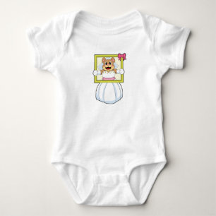 Body Para Bebé Novia Oso con vestido de novia y marco de imagen.p