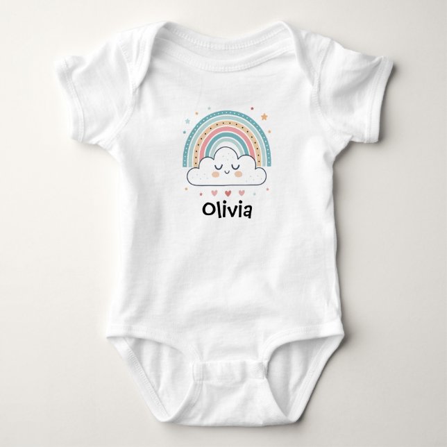 Body Para Bebé Nube Durmiente Adorable y Arcoíris Pastel (Anverso)