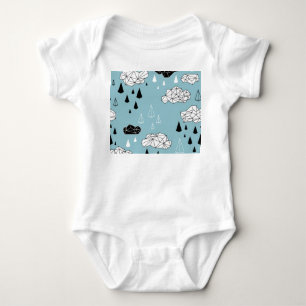 Body Para Bebé Nubes geométricas y lluvia, patrón continuo.